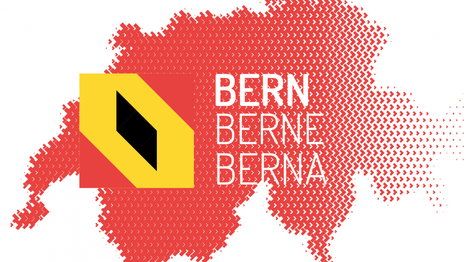 Kantonswappen Bern vor rotem Umriss der Schweiz