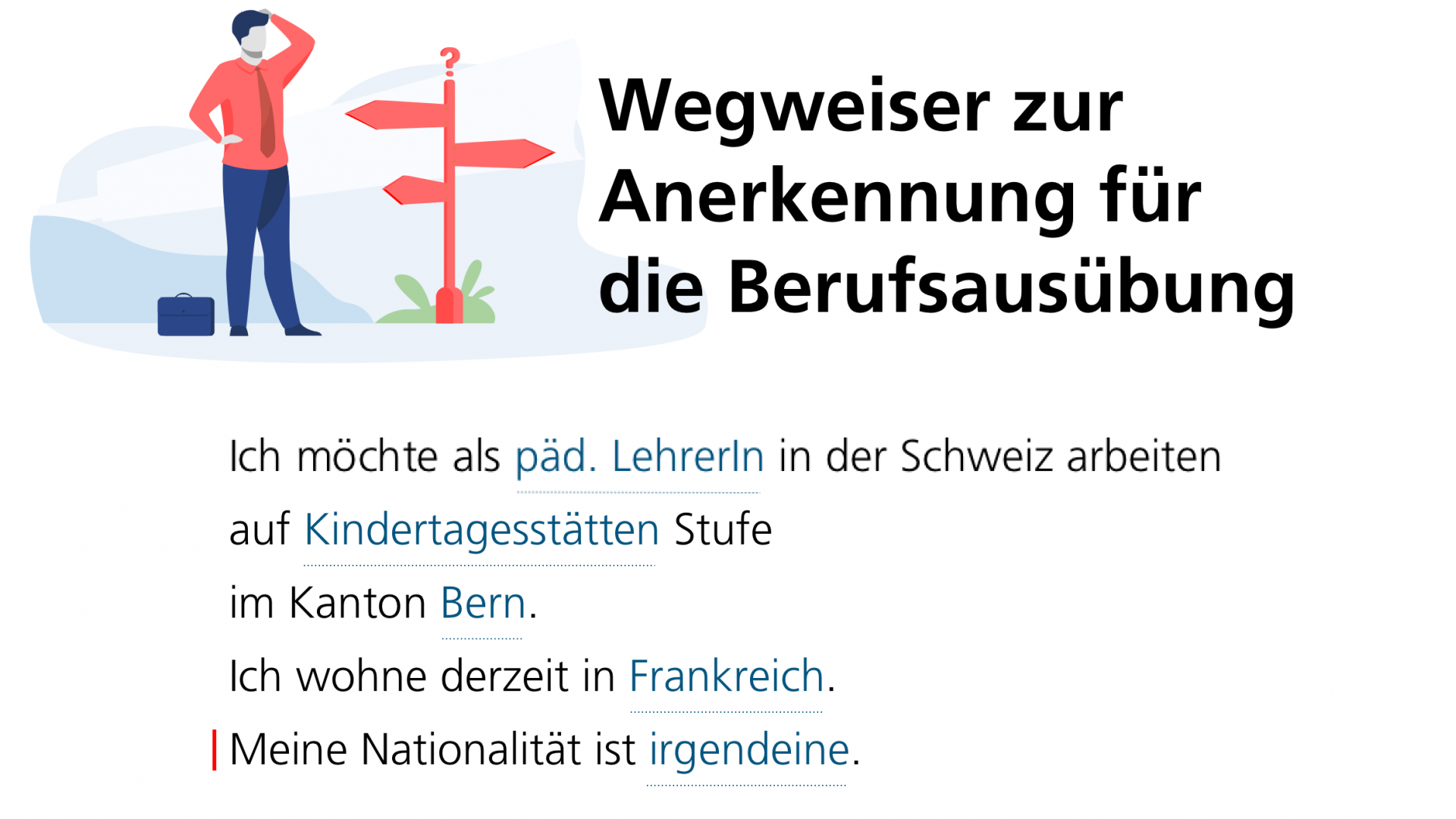 Wegweiser zur Anerkennung für die Berufsausübung